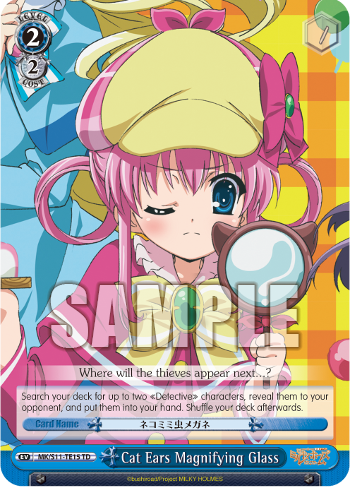A sample blue Event card. Note that it’s a Level 2, with a Cost of 2. This card also references a specific Characteristic: Detective. Image courtesy of ws-tcg.com.